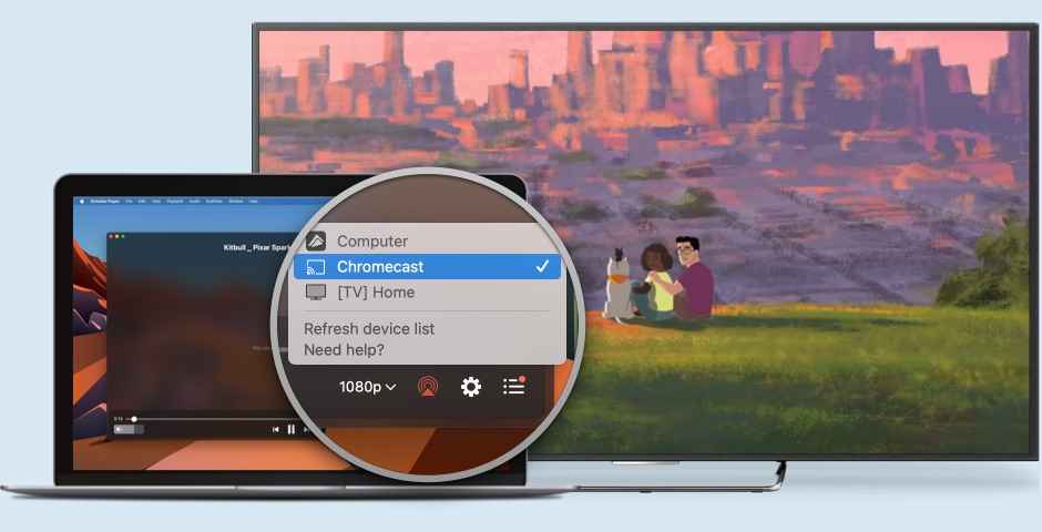 Vom Mac auf den Fernseher streamen. Elmedia: Streaming-Optionen.