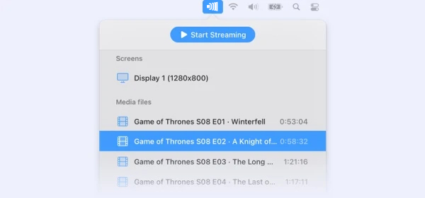 Interfaz JustStream Espejo de Mac a TV