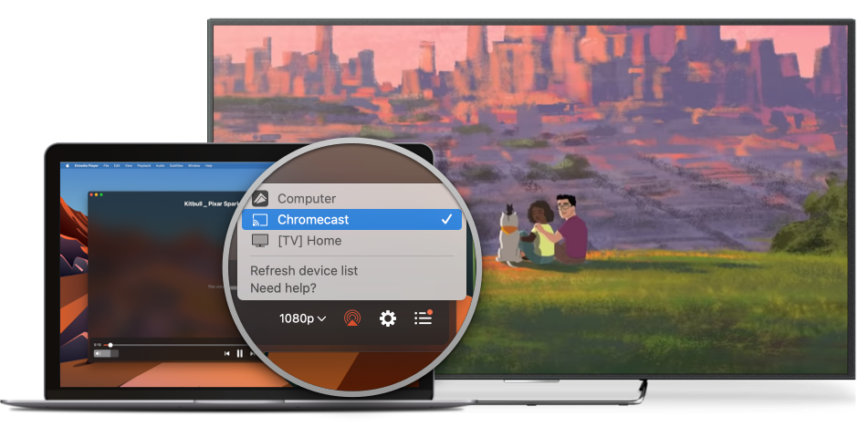 Elmedia PRO Streamen Sie Videos mit ein paar Klicks auf Ihren Fernseher.