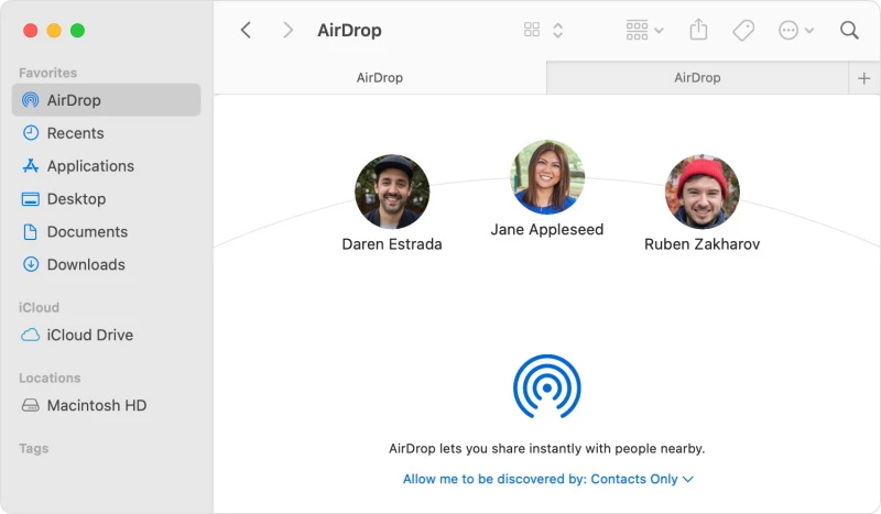 Airdrop interface Airdrop interface