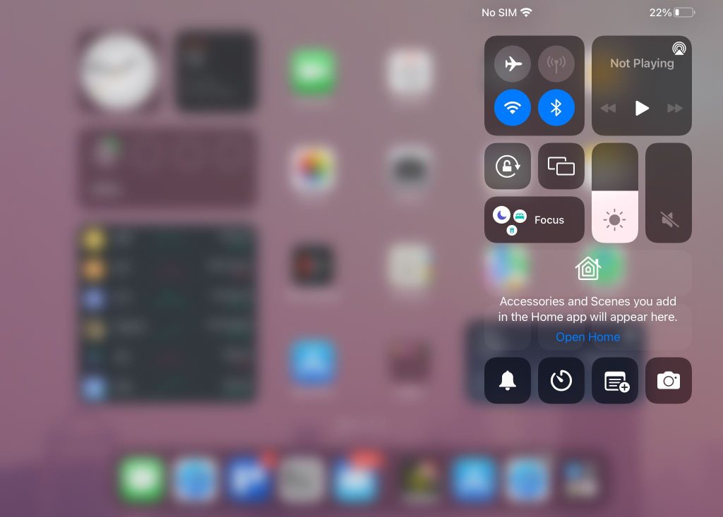 Open the iPad's Control Center