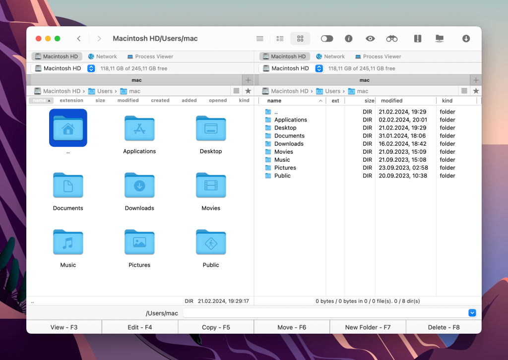 Commander One Commander Oneは、FTP/SFTP/FTPSやWebDAVなどのプロトコルやクラウドサービスで動作する。