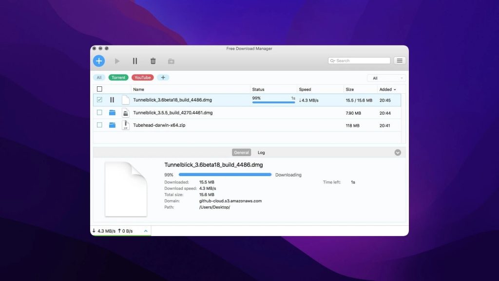 Free Download Manager Free Download Manager as a torrent client for Mac