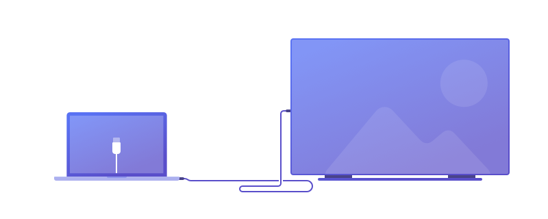 Connect Mac to Samsung Smart TV using a cable. Connect Mac to Samsung Smart TV using a cable.