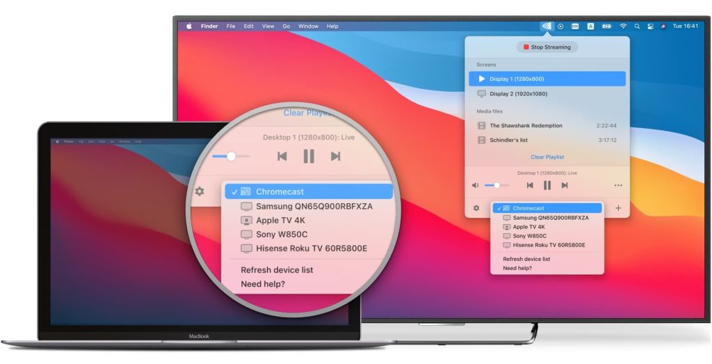 JustStream screenshot. Best solution to cast to Chromecast.