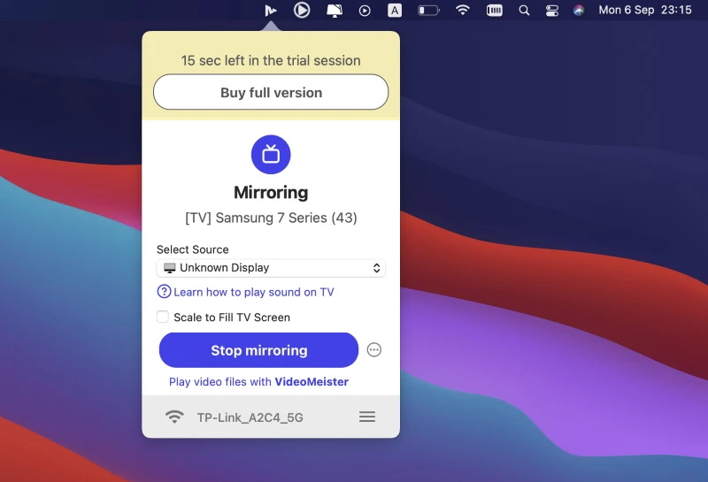 MirrorMeister Connect Mac to Samsung using MirrorMeister.