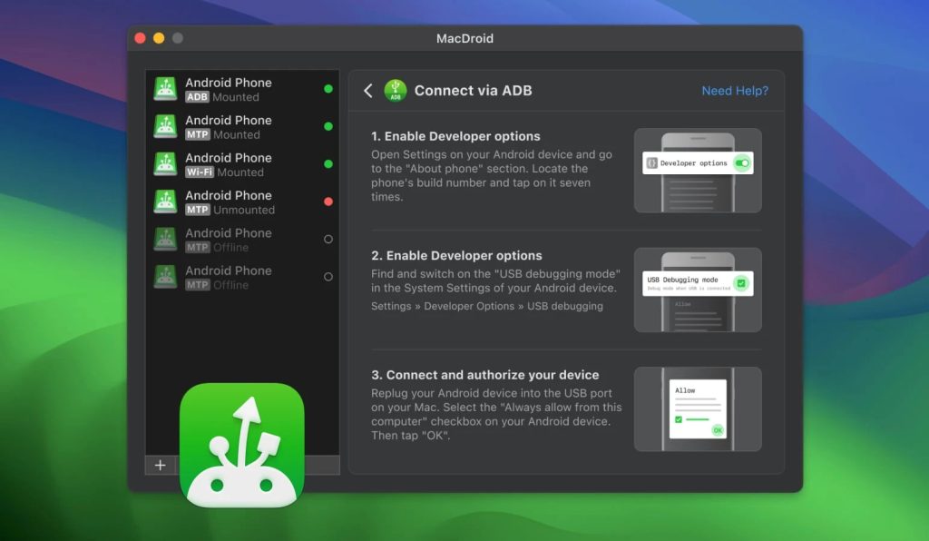 MacDroid MacDroid ermöglicht Ihnen das Übertragen von Dateien von Ihrem Android auf Mac